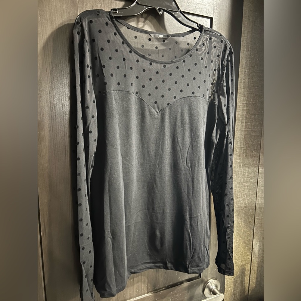 H&M Top with sheer neck & sleeves